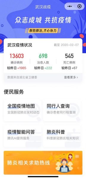 “武汉战疫”小程序上线，可查看床位、了解疫情最新情况图片2