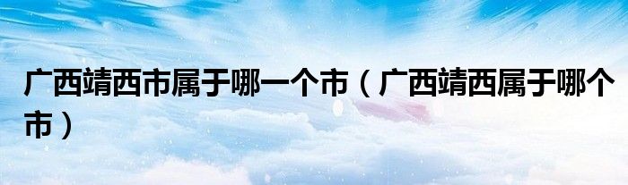 广西靖西市属于哪一个市（广西靖西属于哪个市）