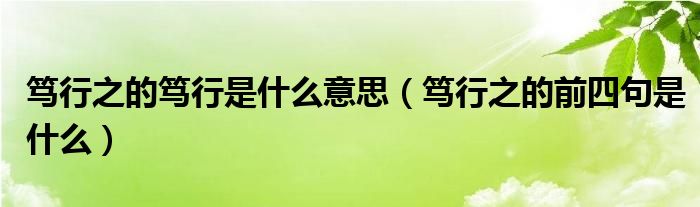 笃行之的笃行是什么意思（笃行之的前四句是什么）