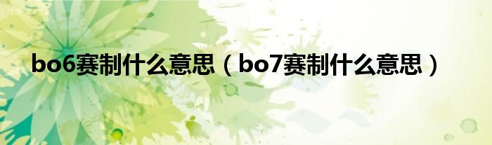 bo6赛制什么意思（bo7赛制什么意思）