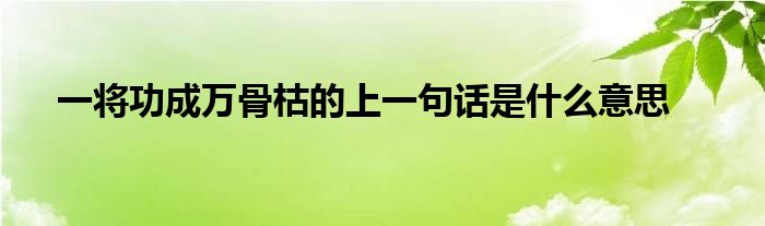 一将功成万骨枯的上一句话是什么意思