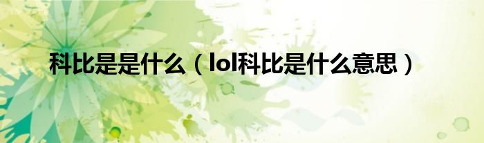 科比是是什么（lol科比是什么意思）