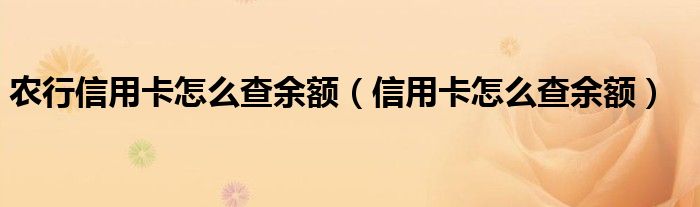 农行信用卡怎么查余额（信用卡怎么查余额）