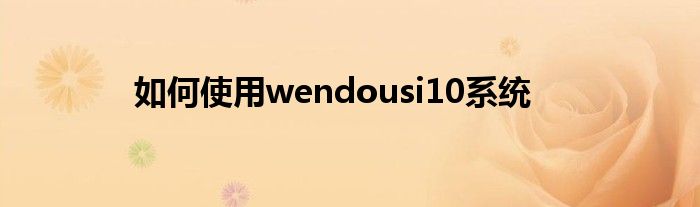 如何使用wendousi10系统