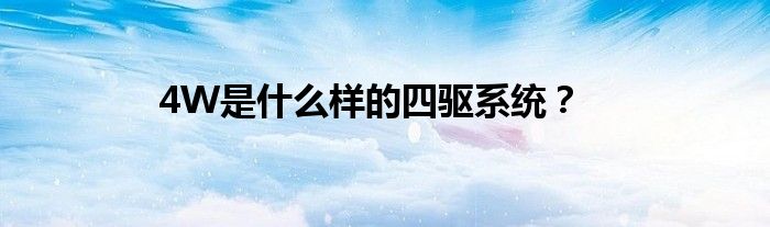 4W是什么样的四驱系统？