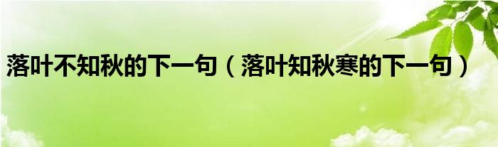 落叶不知秋的下一句（落叶知秋寒的下一句）