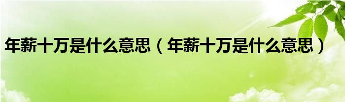 年薪十万是什么意思（年薪十万是什么意思）