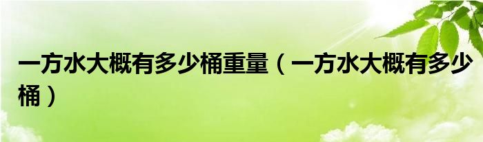 一方水大概有多少桶重量（一方水大概有多少桶）