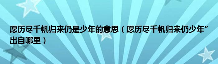 愿历尽千帆归来仍是少年的意思（愿历尽千帆归来仍少年”出自哪里）