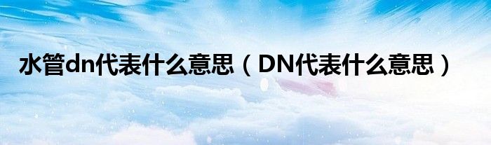 水管dn代表什么意思（DN代表什么意思）