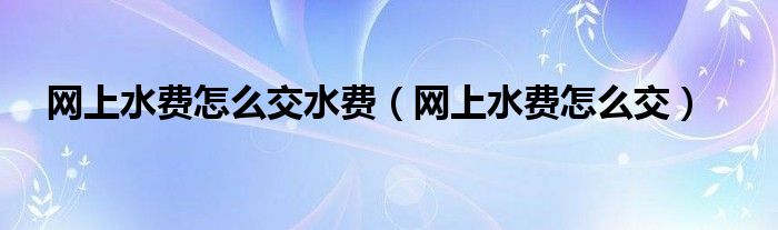 网上水费怎么交水费（网上水费怎么交）