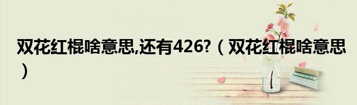 双花红棍啥意思,还有426?（双花红棍啥意思）