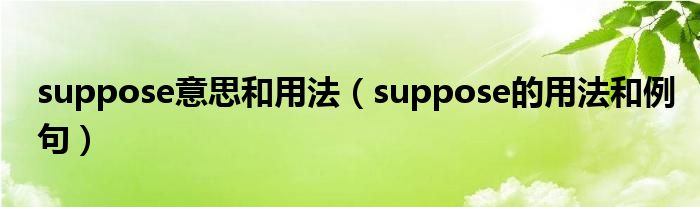 suppose意思和用法（suppose的用法和例句）