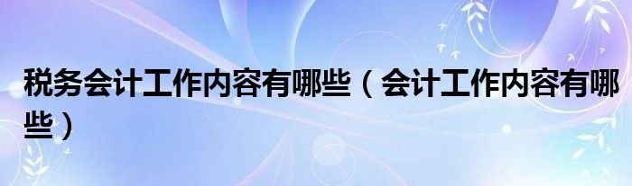 税务会计工作内容有哪些（会计工作内容有哪些）