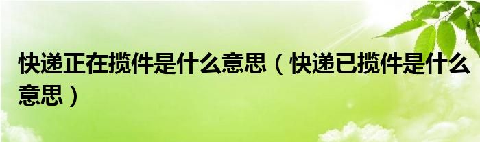 快递正在揽件是什么意思（快递已揽件是什么意思）