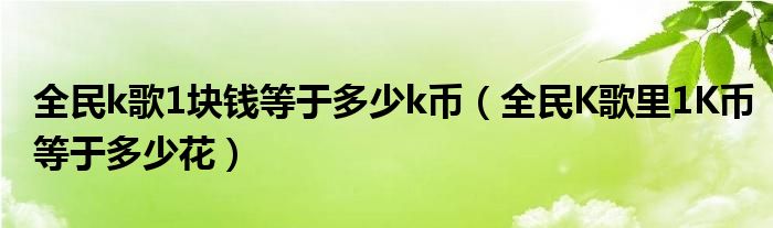 全民k歌1块钱等于多少k币（全民K歌里1K币等于多少花）