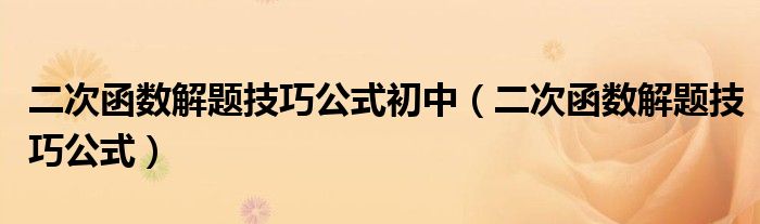 二次函数解题技巧公式初中（二次函数解题技巧公式）