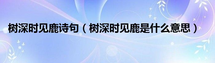 树深时见鹿诗句（树深时见鹿是什么意思）