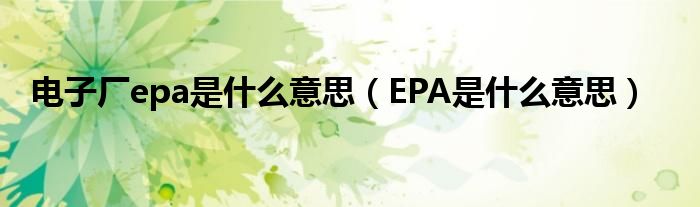 电子厂epa是什么意思（EPA是什么意思）