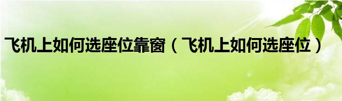 飞机上如何选座位靠窗（飞机上如何选座位）