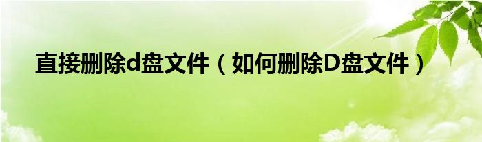 直接删除d盘文件（如何删除D盘文件）