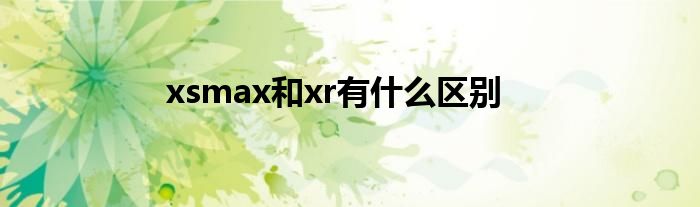 xsmax和xr有什么区别