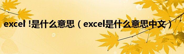 excel !是什么意思（excel是什么意思中文）