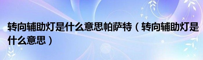 转向辅助灯是什么意思帕萨特（转向辅助灯是什么意思）