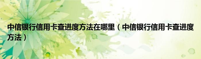 中信银行信用卡查进度方法在哪里（中信银行信用卡查进度方法）