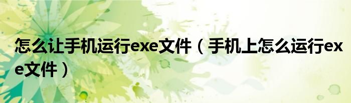 怎么让手机运行exe文件（手机上怎么运行exe文件）