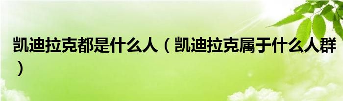 凯迪拉克都是什么人（凯迪拉克属于什么人群）