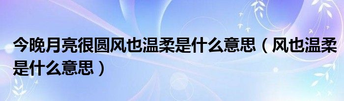 今晚月亮很圆风也温柔是什么意思（风也温柔是什么意思）