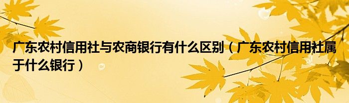 广东农村信用社与农商银行有什么区别（广东农村信用社属于什么银行）