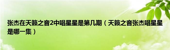 张杰在天籁之音2中唱星星是第几期（天籁之音张杰唱星星是哪一集）