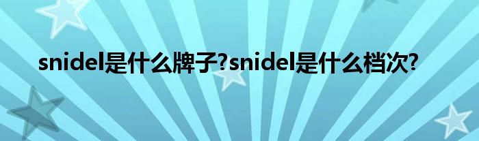 snidel是什么牌子?snidel是什么档次?