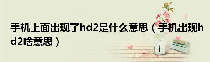 手机上面出现了hd2是什么意思（手机出现hd2啥意思）