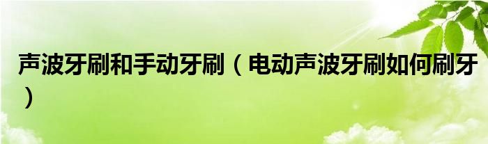 声波牙刷和手动牙刷（电动声波牙刷如何刷牙）