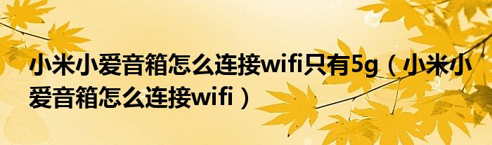 小米小爱音箱怎么连接wifi只有5g（小米小爱音箱怎么连接wifi）