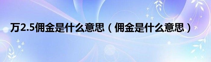 万2.5佣金是什么意思（佣金是什么意思）