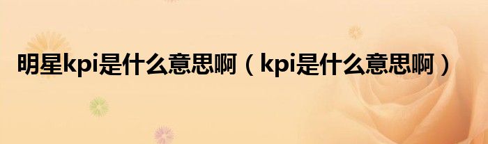 明星kpi是什么意思啊（kpi是什么意思啊）