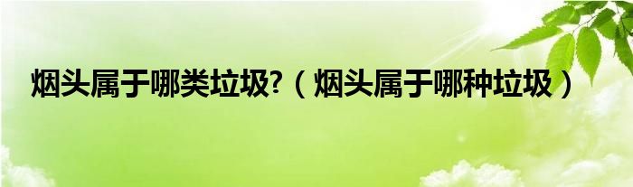 烟头属于哪类垃圾?（烟头属于哪种垃圾）