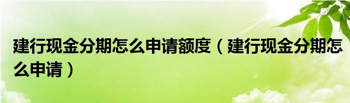 建行现金分期怎么申请额度（建行现金分期怎么申请）