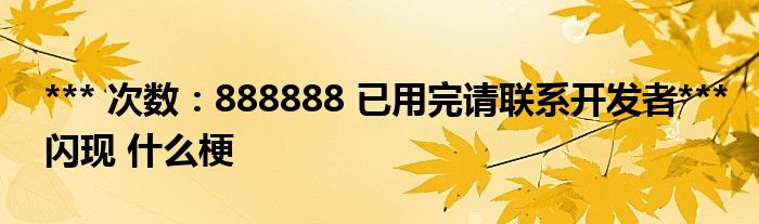 *** 次数：888888 已用完请联系开发者***闪现 什么梗