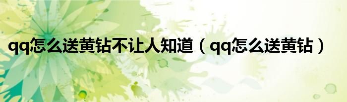 qq怎么送黄钻不让人知道（qq怎么送黄钻）