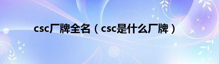 csc厂牌全名（csc是什么厂牌）