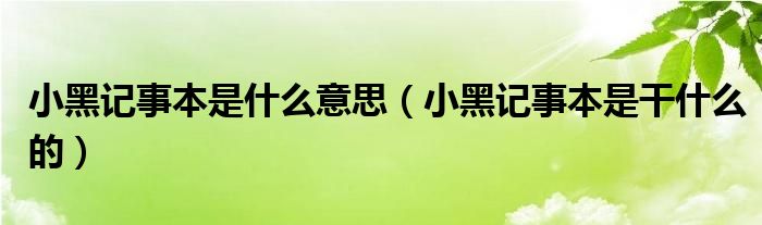 小黑记事本是什么意思（小黑记事本是干什么的）