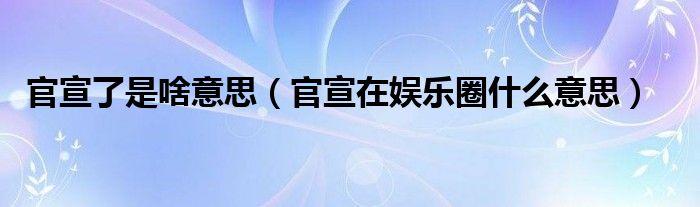 官宣了是啥意思（官宣在娱乐圈什么意思）