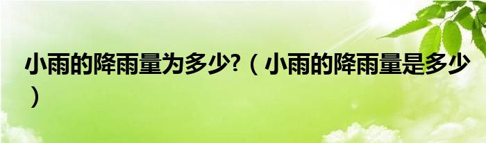 小雨的降雨量为多少?（小雨的降雨量是多少）