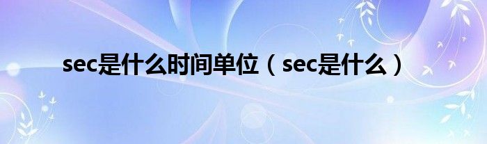 sec是什么时间单位（sec是什么）