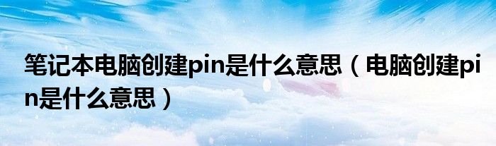 笔记本电脑创建pin是什么意思（电脑创建pin是什么意思）